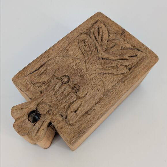 Primitive Carved Wooden Box Lidded Trinket Storage Indian Spice Rustic Stash VTG - Picture 13 of 15